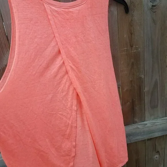 Juniors Tank Top Medium 7/9 Bright Orange Love w/Stars Slit Open Back NWOT - Picture 10 of 12